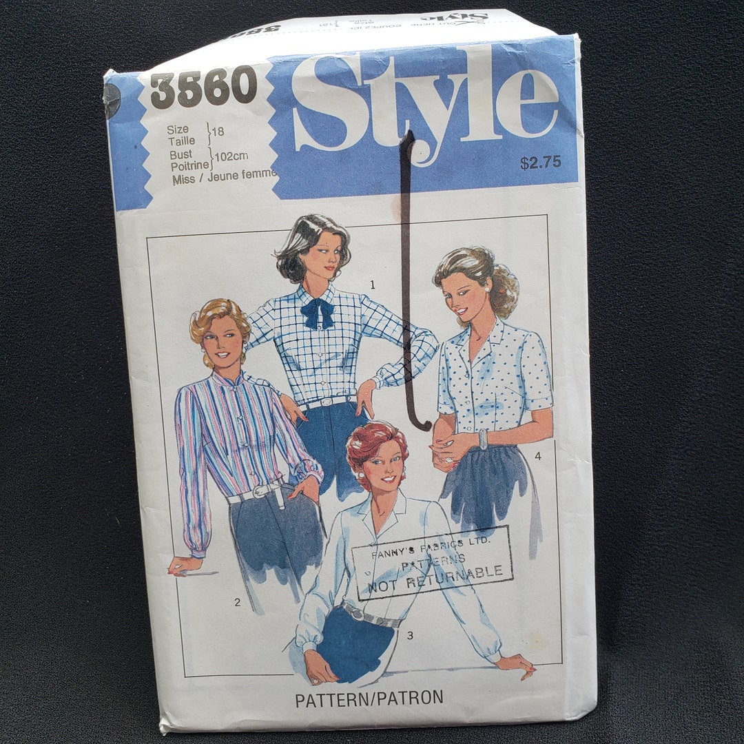 Style Falcon Patterns Style 3560 Sewing Pattern for Classic Blouse With Sleeve and Collar ...