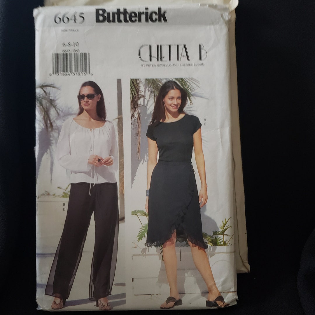 Butterick 6645 Sewing Pattern for Chetta B Top, Wrap Skirt, Pants UNCUT ...