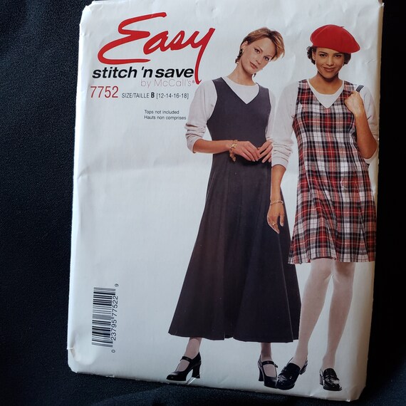 Mccall s 7752 Sewing Pattern 90s A line Jumper Ankle Knee