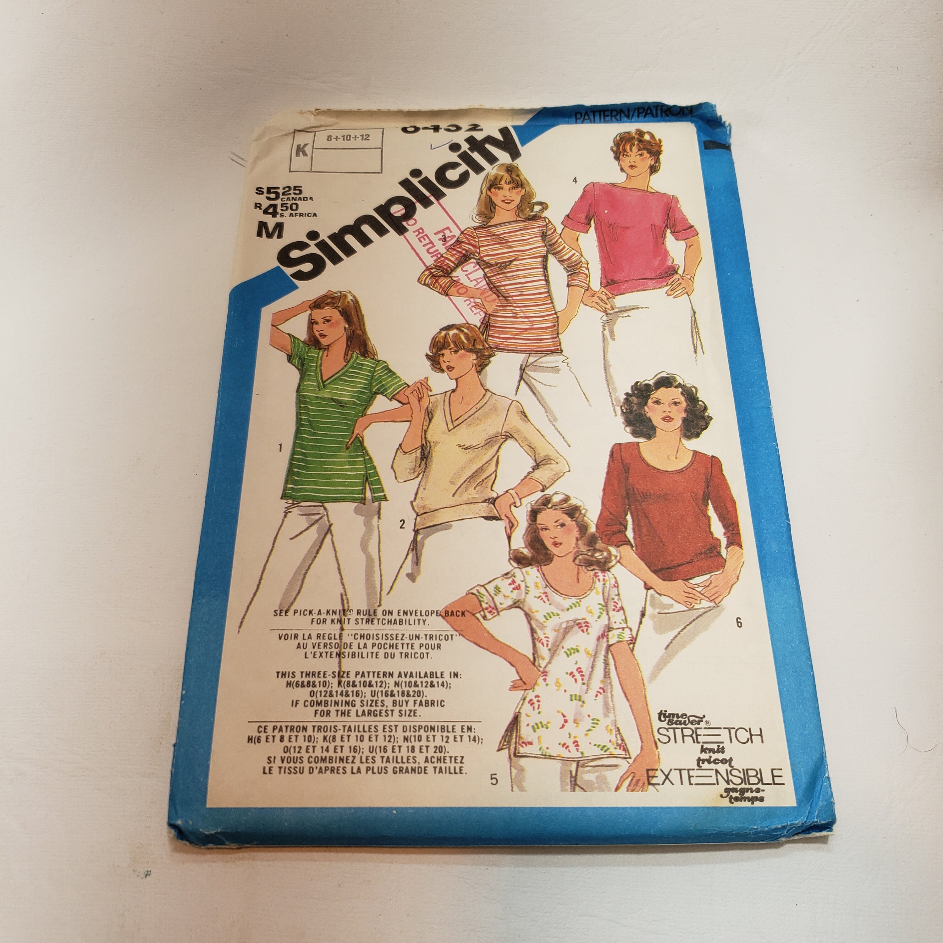 Simplicity 6432 Sewing Pattern for Misses/womens Pullover Tops for ...