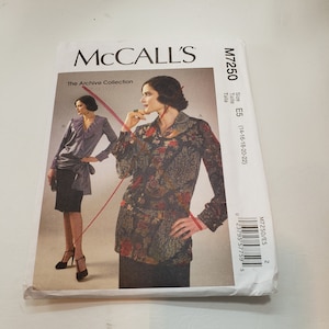 Patrón de costura McCall&#39;s 7250, McCalls m7250, estilo retro de 1927, blusa estilo flapper, talla FF SIN CORTAR, talla 6-14 o 14-22