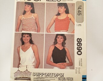 McCall's 8690 sewing pattern, support tops, camisoles, tanks UNCUT FF size small