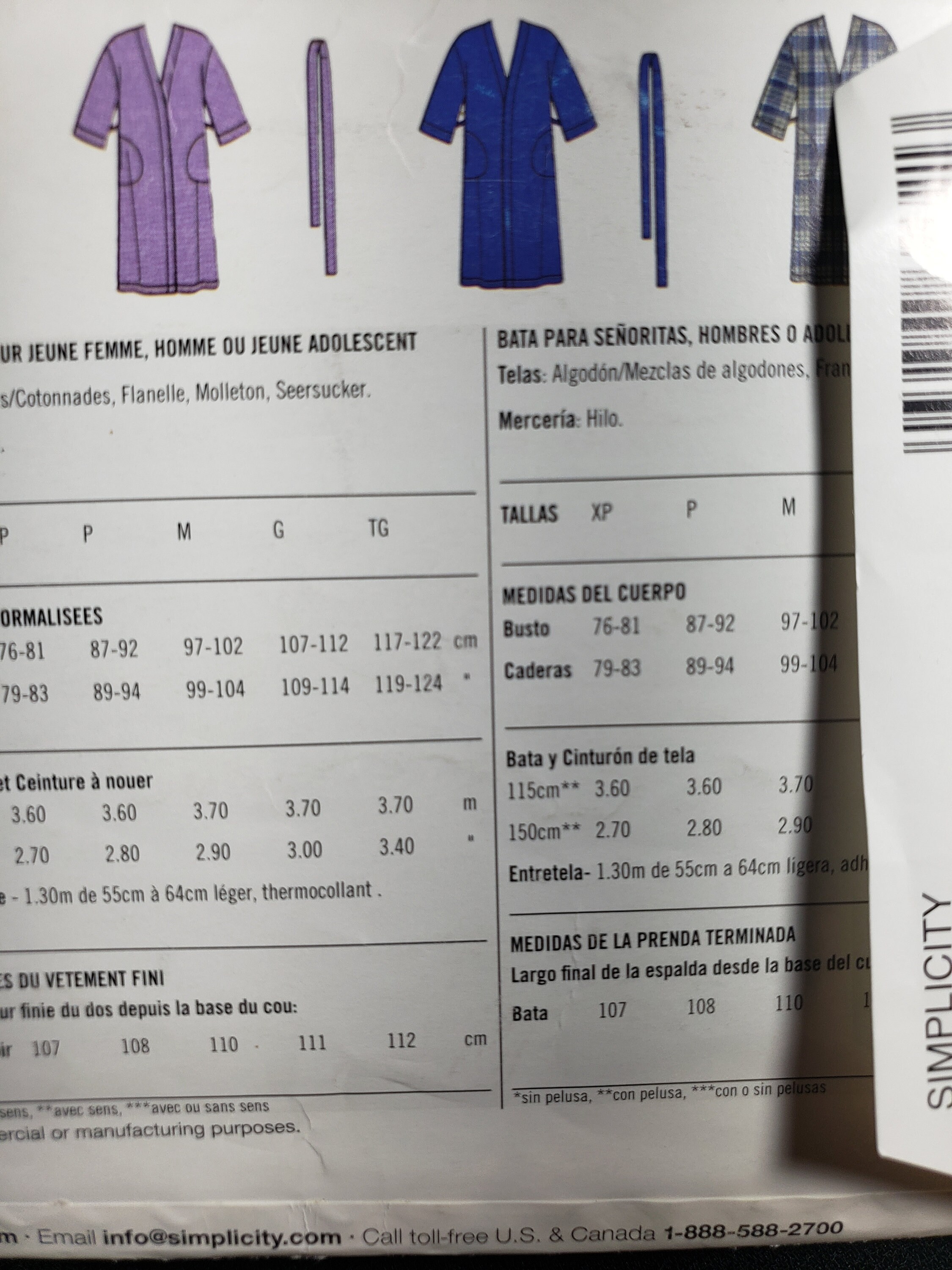 Simplicity Robe Pattern Simplicity 3944 Sewing Pattern for Unisex Night Robe in Sizes XS-XL ...