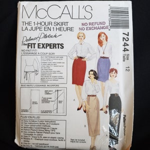 McCall&#39;s 7244 sewing pattern for the one hour skirt, length variations, by the fit experts Palmer/pletsch-fitted with darts Sz 12 UNCUT FF