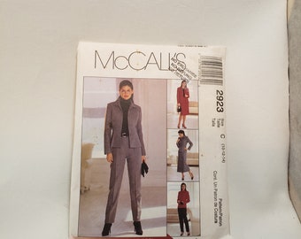 McCalls 2923 Pattern UNCUT Vintage 2000s Non-Stop Wardrobe Button Jacket Princess Seams Midi Knee Skirt Pants Size 10 12 14