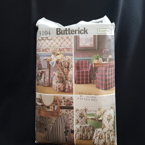 Butterick 3104 sewing pattern for a variety of waverly chair covers from 2001 -choice of cut/uncut pattern