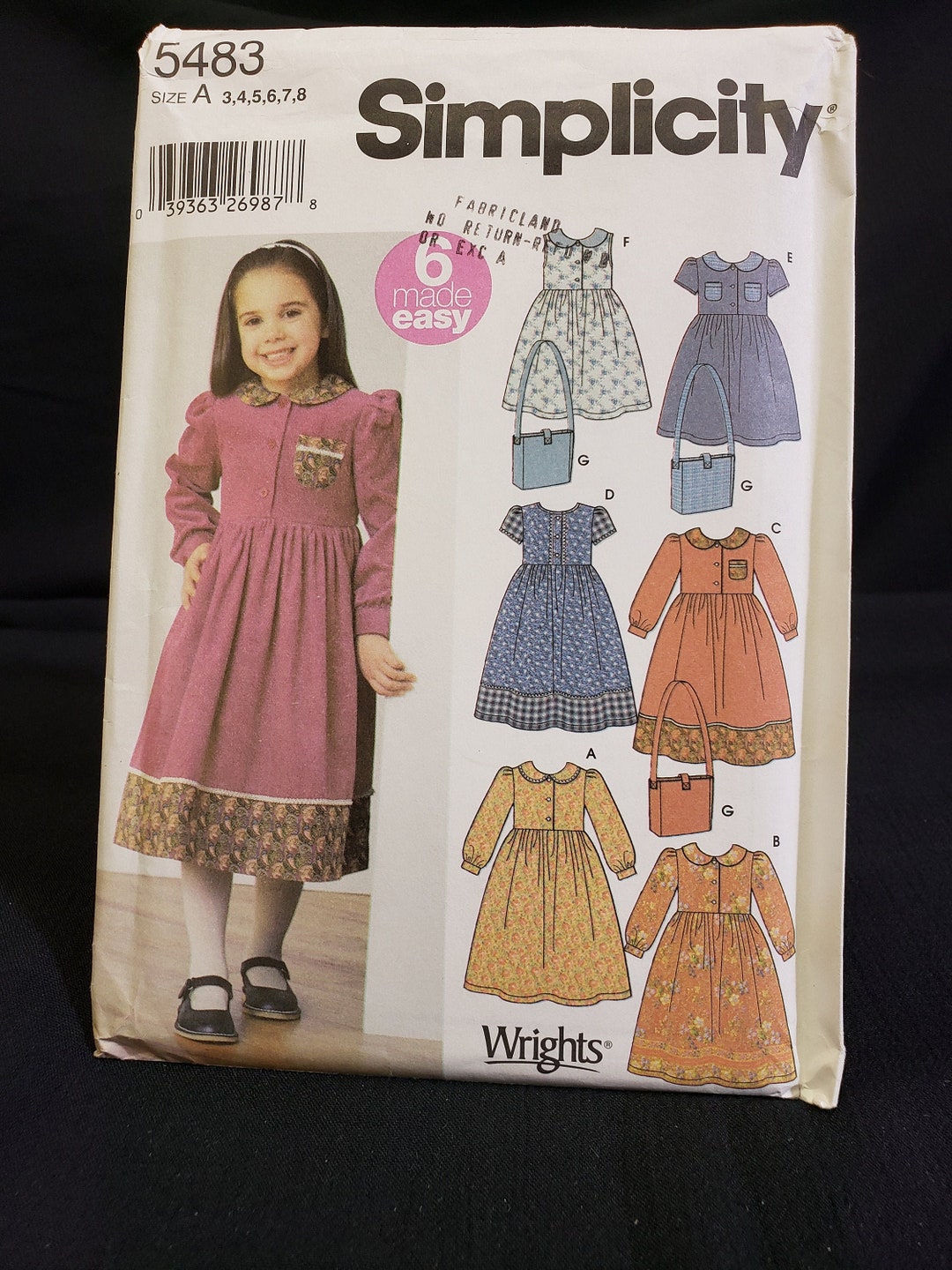 Simplicity Patron De Couture Robe 2377 - Tailles 3-8 Ans