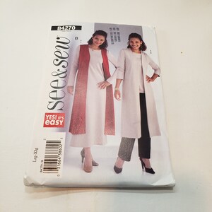Butterick See & Sew 4270, pattern, very easy, loose fitting duster/vest, pullover tunic, tapered ,elastic waist pants UNCUT FF  sz l, xl
