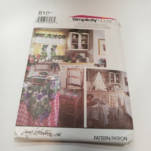 Simplicity 8106 house sewing pattern, lang/robertson ltd for kitchen accessories aprons, covers, tablecloths, drapes UNCUT Ff