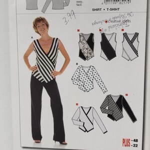 May include: Burda sewing pattern number 8217 for a shirt or t-shirt. The pattern includes instructions for making a sleeveless top with a V-neck and a long-sleeved shirt with a V-neck. The pattern is available in sizes 36 to 48. The pattern is easy to sew and includes seam and hem allowances.
