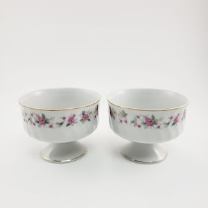 Premier Fine China - set of 2 bowls Rose Briar - footed dessert bowls