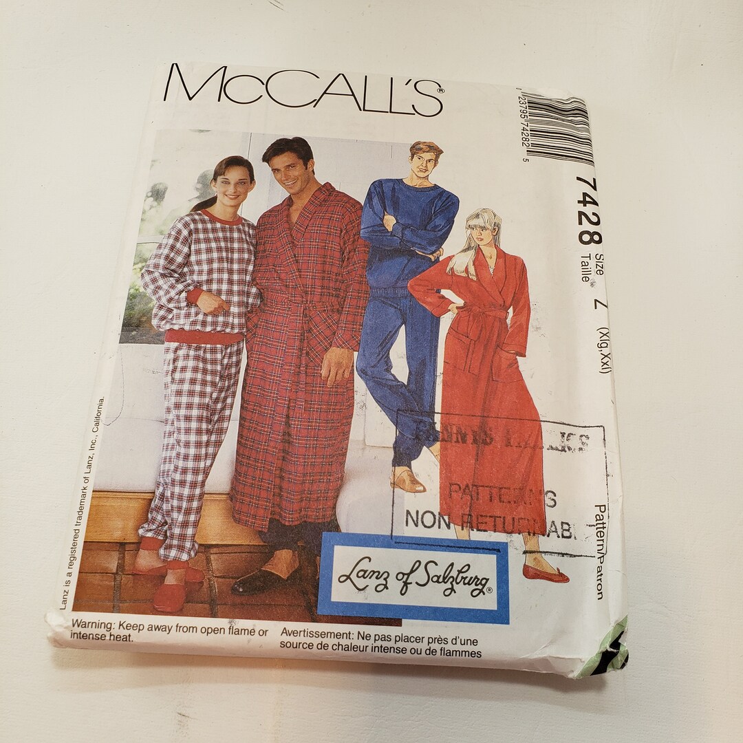 Mccalls 7428 Sewing Pattern Misses and Mens Dress and Pajama - Mccall's ...
