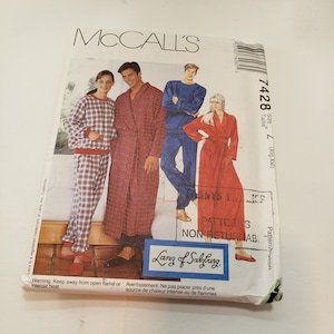 McCALLS 7428 sewing pattern Misses and Mens dress and pajama - McCALL&#39;S 7428 Dressing gown and pajamas UNCUT ff sizes xlg,xxl