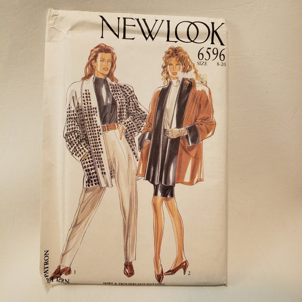 New Look 6596 sewing pattern for 90's exaggerated jacket, UNCUT FF sizes 8-20