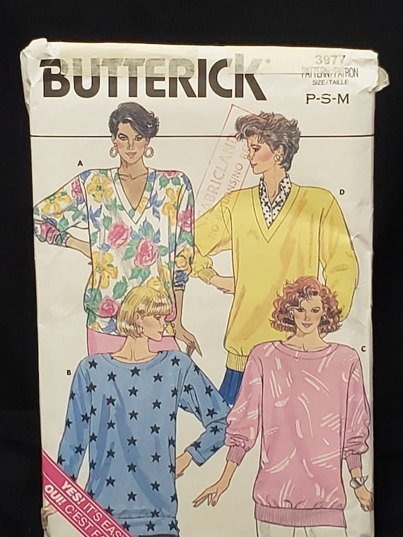 Butterick Vintage 80er Jahre Schnittmuster 3977 für einen V