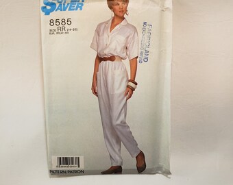 Vintage 80s Jumpsuit Sewing Pattern - Size 14, Loose Fit