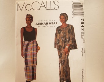 McCall's 7647 sewing pattern, African wear, Barbara Ebadan UNCUT FF size 12,14