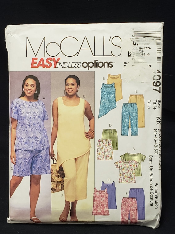 4097 McCalls Sewing Pattern UNCUT Top Tunics Shorts Capri Pants Plus Size