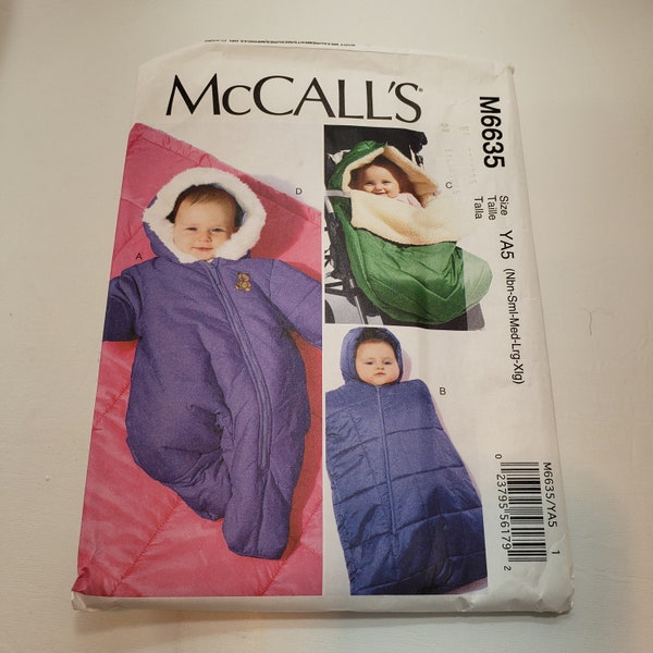 McCall's 6635 rare sewing pattern, infants snowsuit, bunting and blankets, water repellent fabrics UNCUT FF sz nbn-sm-med-lrg-xlg