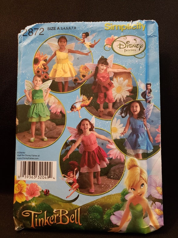 Simplicity 2872 Sewing Pattern for Girl's Size 5 Disney Fairies Costume,  Tinkerbell, Wings, Skirt, Pants, Dress, Panties, Belt CUT Pattern - Etsy