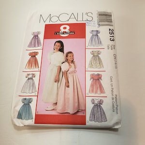 McCalls 2513 sewing pattern, childs/girls party/princess/wedding dress and veils UNCUT FF size 7-8-10