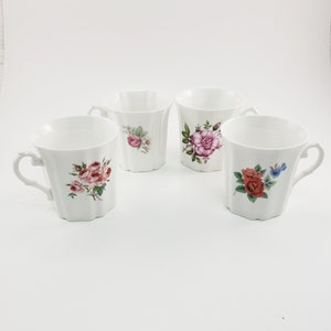 Royal Grafton Coffee Cups with different Flowers - 4 cups included in this set