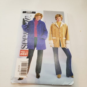 See & Sew 3997, butterick sewing pattern, easy, loose fitting below hip jacket with button front, UNCUT FF size 20-24