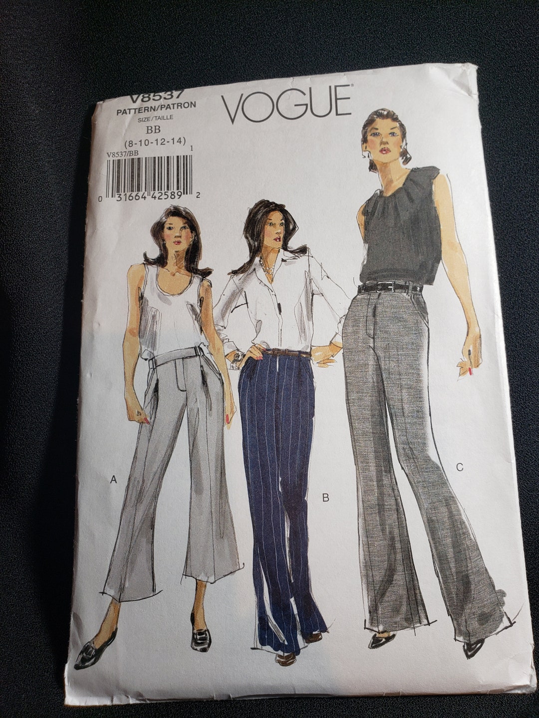 Vogue 8537 Sewing Pattern for Women's Pant Variations in Sizes 8-10-12 ...