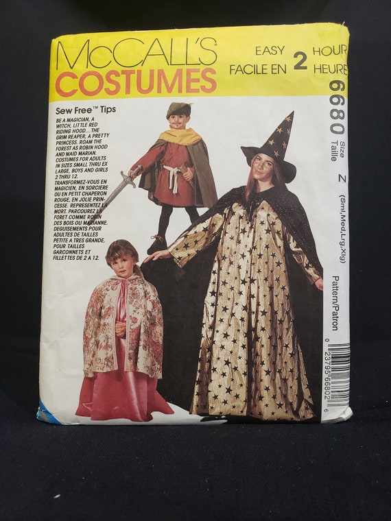 Vintage Mccalls Costume Sewing Pattern 6680 for Witch Little Red