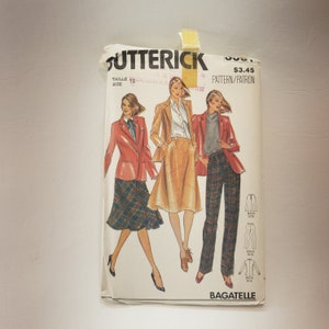 Butterick 3381, rare sewing pattern, vintage 80&#39;s suit includes jacket, pants and flared skirt UNCUT FF size 12