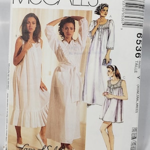 May include: McCall's sewing pattern with Lanz of Salzburg designs. The pattern shows illustrations of white nightgowns and a robe. The size is Y (XSM, SML, MED).