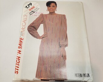 Stitch N Save 9188 de McCall, patron, robe pull droite, manches longues, taille FF non coupée 16-20