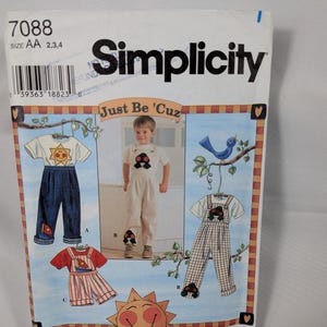 Simplicity 7088 UNCUT pattern unisex overalls, pants and top sizes 2-3-4