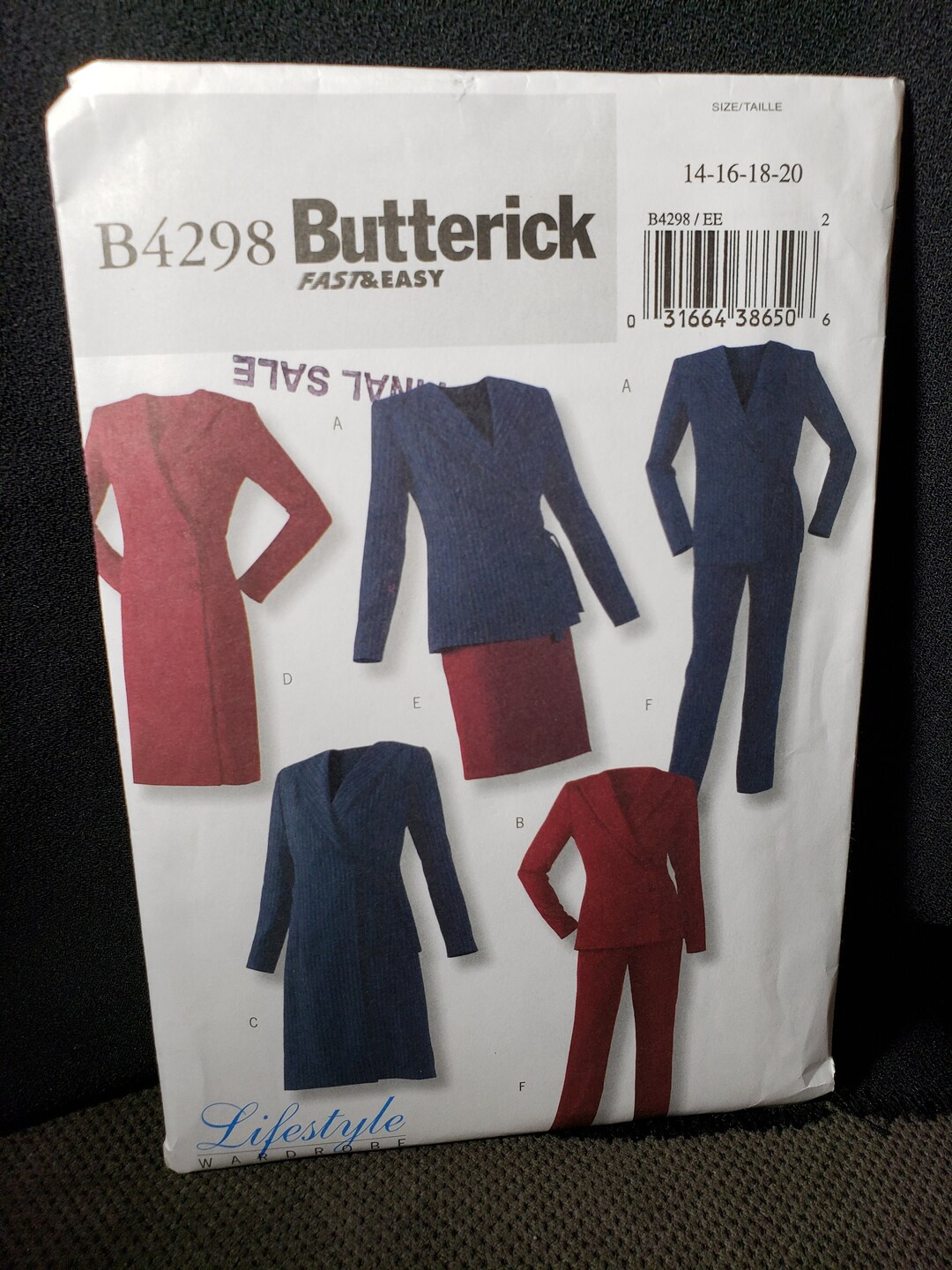 Butterick 4298 Sewing Pattern for Very Easy Misses Jacket, Dress, Skirt ...