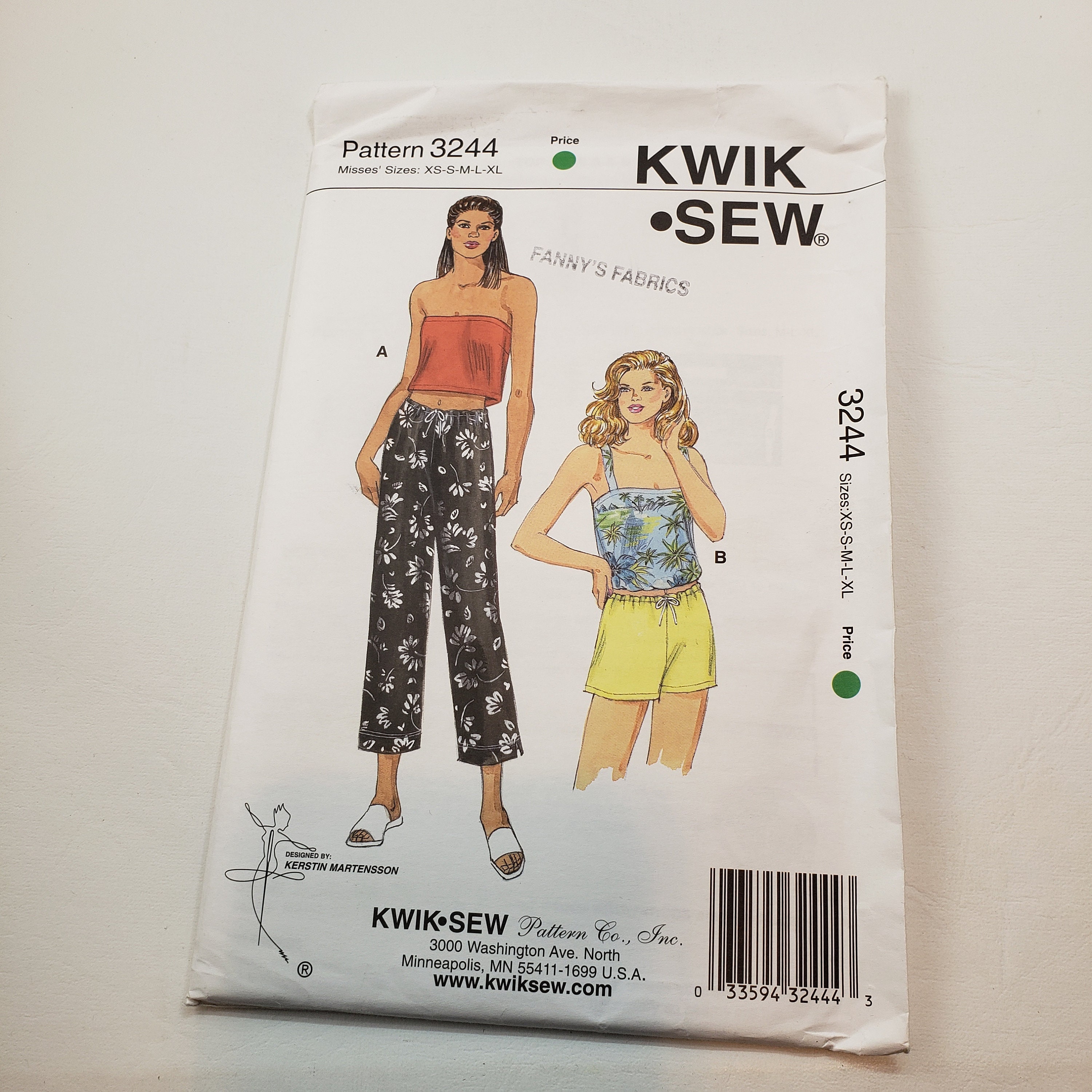 Kwik Sew 3244, Pattern Tops, Pants and Shorts UNCUT FF Sealed Sz