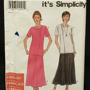 It's so Easy it's Simplicity #9277 Misses' Top and Skirt Sewing Pattern, comfy casual top and skirt - UNCUT& FF Sizes: Xs, S, M, L, Xl