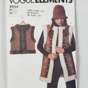 Vogue 9954, patrón de chaleco SIN CORTAR, todas las tallas