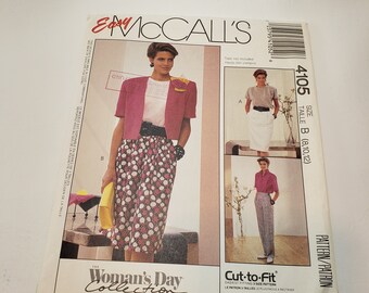 Patrón de costura McCalls 4105 para ropa de oficina, pantalones y faldas retro de los años 80 - corte a medida - colección Woman's Day SIN CORTAR FF tallas 8-10-12