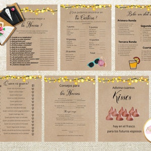 Despedida de Solteras Bridal Games Printables, Rustic Bridal Games, Bridal Games in Spanish,  Juegos para despedida soltera, Printable PDF