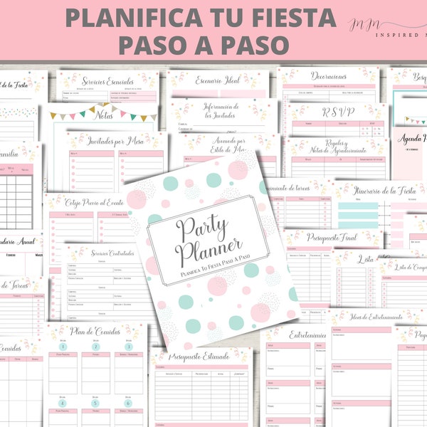 Planifica tu Fiesta Paso a Paso/ Party Planner en Español/ Agenda de Fiesta/ Agenda Cumpleaños/ Planificador de Fiestas/ Lista de invitados