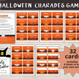 Halloween Party Games Printable Bundle, Halloween Party Activities Spooky Halloween Charades Set