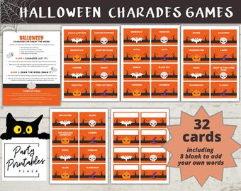 Halloween Party Spiele Printable Bundle, Halloween Party Aktivitäten Gruseliges Halloween Charades Set