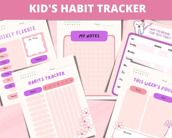 kids habit tracker  yearly, monthly, weekly, daily habit tracker 2022 habit tracker to do list habits tracker PDF printable habit tracker