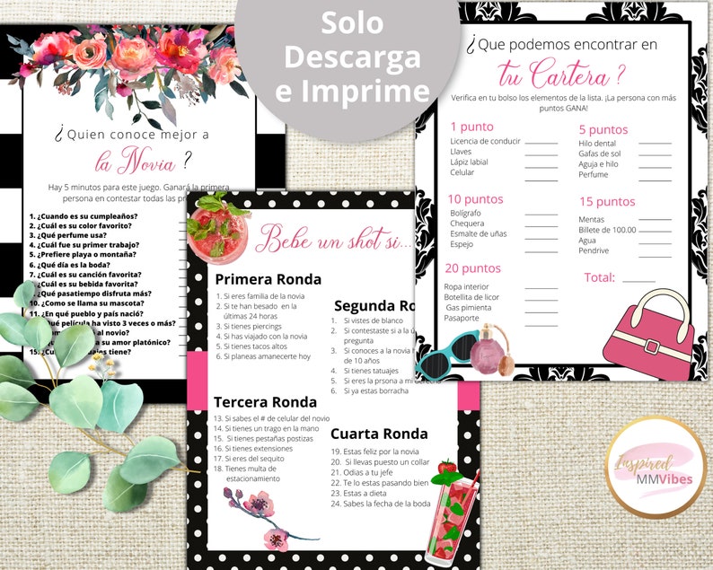 Bridal Games Printables, Shabby Chic Bridal Games, Bridal Games in ...