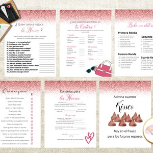 Bridal Games Printables, Glitter Bridal Games, Bridal Games in Spanish,  Juegos para despedida soltera, Bridal Shower Games, Printable PDF