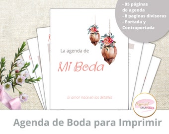 Bodas bohemias, Agenda de bodas para imprimir, Agenda de bodas en PDF, agenda de boda, agenda para la novia, novias, planificador de boda