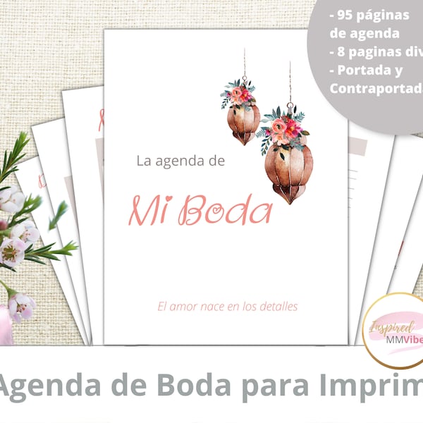 Agenda de Bodas Boho para Imprimir, en PDF para la Novia, Boho Wedding Planner, Planificador de Boda y Calendarios 2023-2025