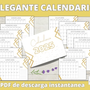 KALENDER 2025 PDF für Eleganten Kalender 12 Monate 2024 Im Jahr 2024 in Spanien