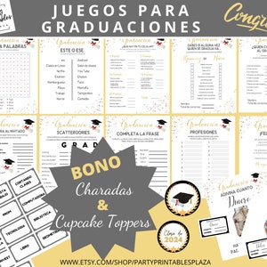 Graduación Party Games Printable Bundle en Español, Actividades para Fiesta de Graduación, Descarga Instantánea, Clase del 2023