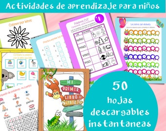 Actividades de Aprendizaje para Niños, Divertido Primer Libro del Alfabeto, Regreso a la Escuela, Juegos, imprimible PDF descargable